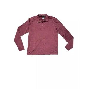 Jockey Sport Athletic Heather‎ Shirt Men's Size Large Maroon Long Sleeve 1/4 Zip